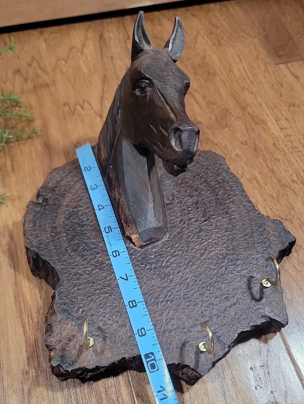 Vintage Hand-Carved Iron Wood Horse Wall Hook